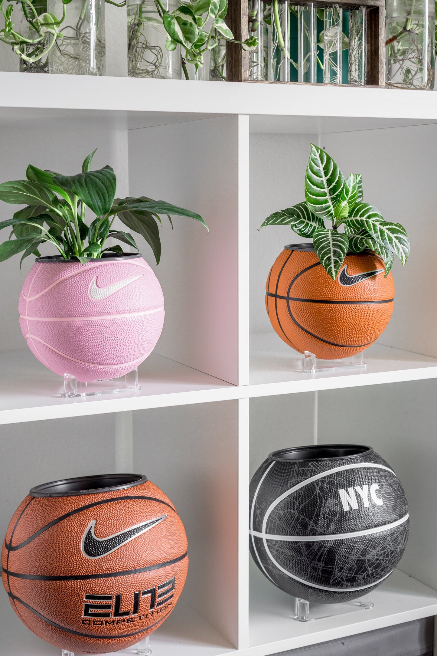 plntrs - Nike Pink Swoosh Mini Basketball Planter - new ball with stand
