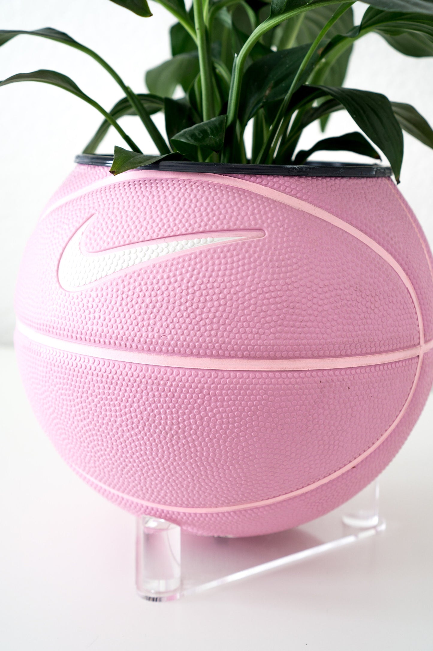 plntrs - Nike Pink Swoosh Mini Basketball Planter - new ball with stand