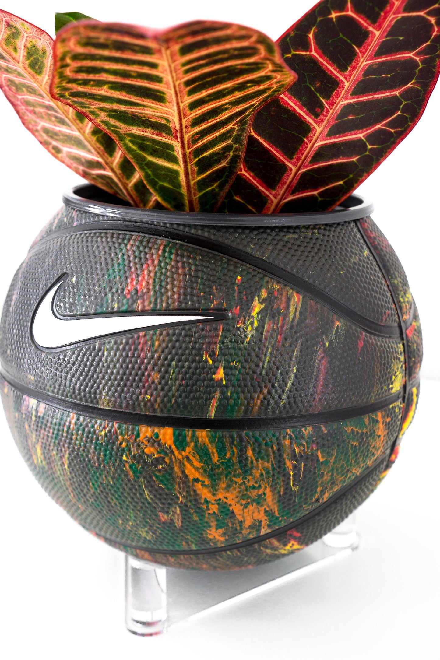 plntrs - Nike Swoosh Skills Revival Sportswear Mini Basketball Planter - new ball with stand