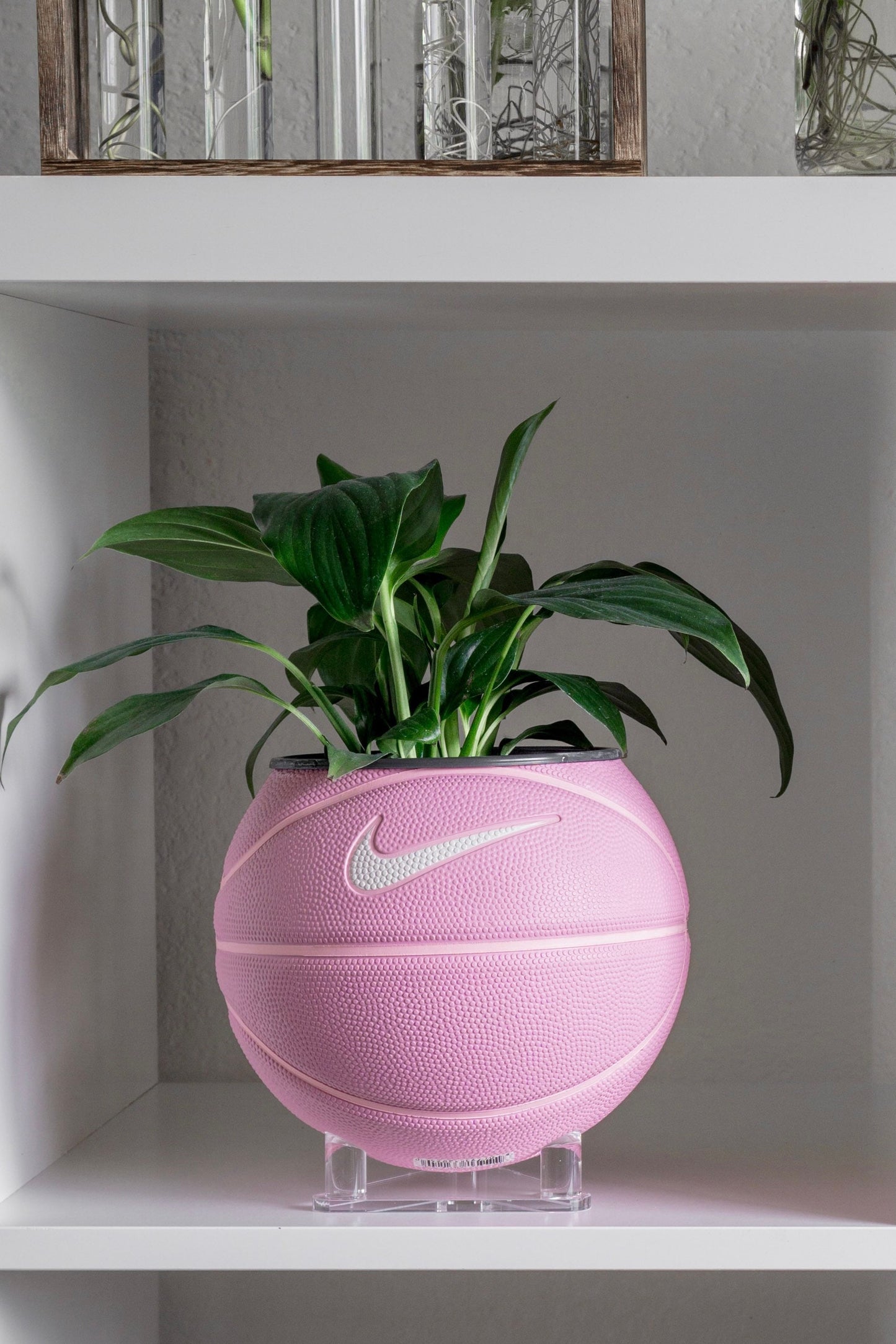 plntrs - Nike Pink Swoosh Mini Basketball Planter - new ball with stand