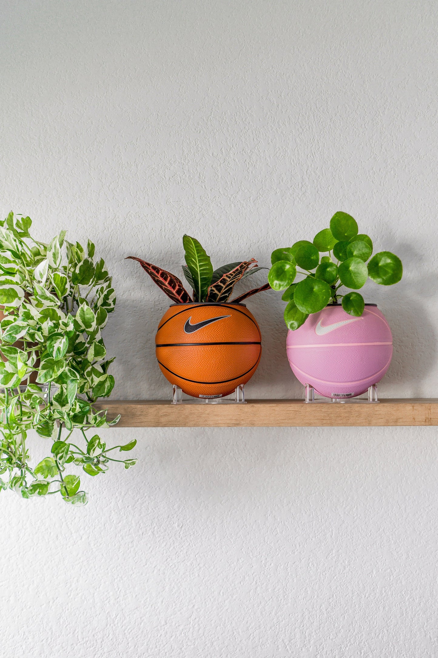 plntrs - Nike Pink Swoosh Mini Basketball Planter - new ball with stand