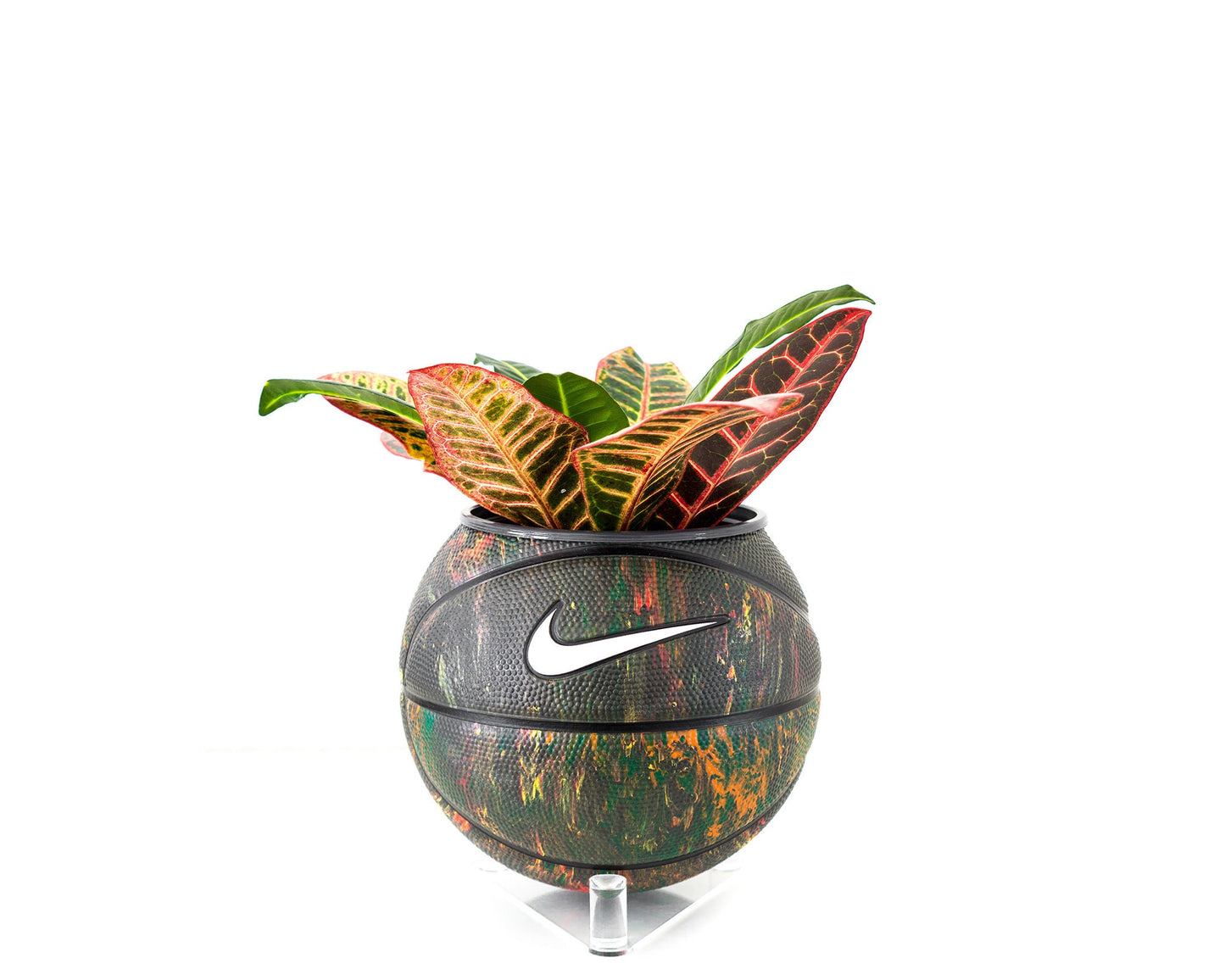 plntrs - Nike Swoosh Skills Revival Sportswear Mini Basketball Planter - new ball with stand
