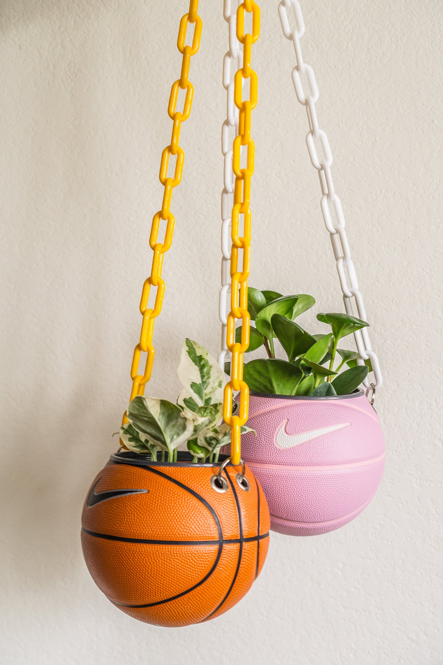 plntrs - Nike Pink Swoosh Mini Basketball Hanging Planter - new ball with chain