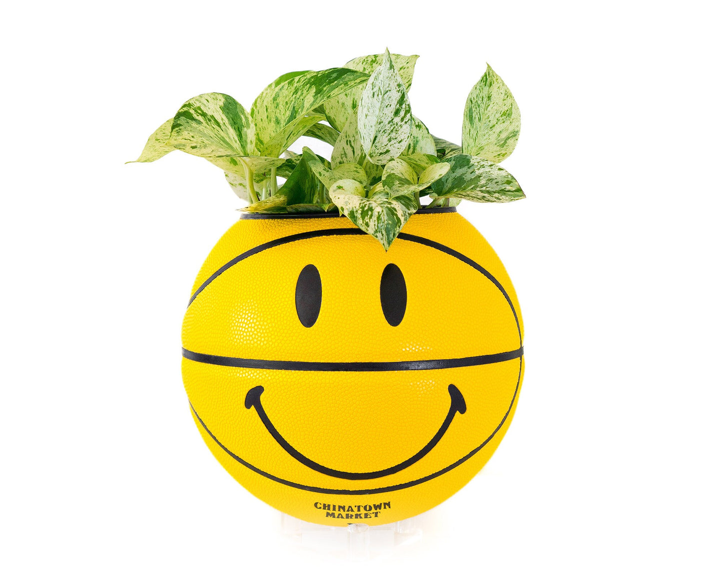 plntrs - Chinatown Market Smiley Face Basketball Planter FULL SIZE - new ball with stand