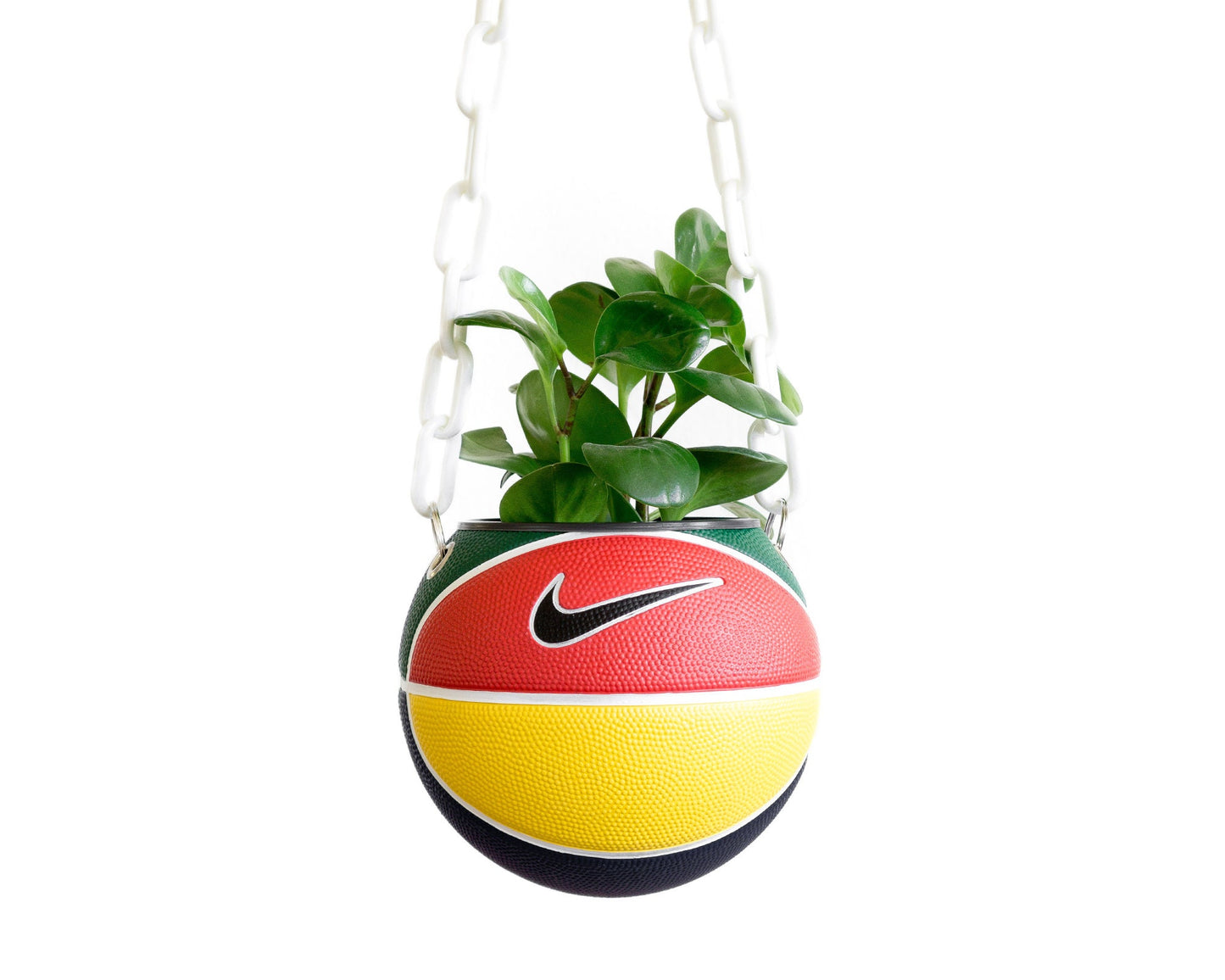 plntrs - Nike RYGB colorful Swoosh Mini Basketball Hanging Planter - new ball with chain