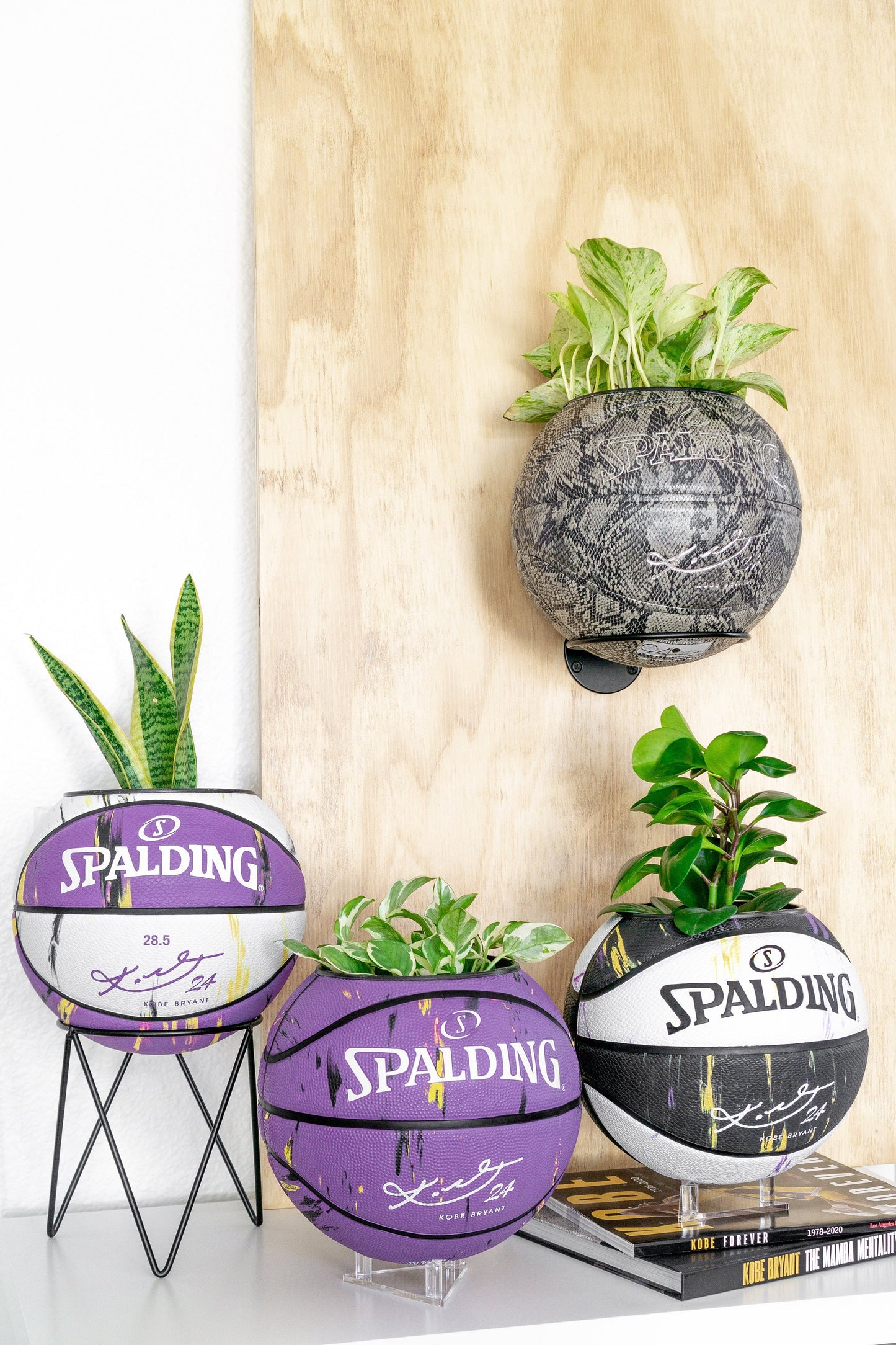 plntrs - Kobe Bryant Purple Marble Basketball Planter with stand