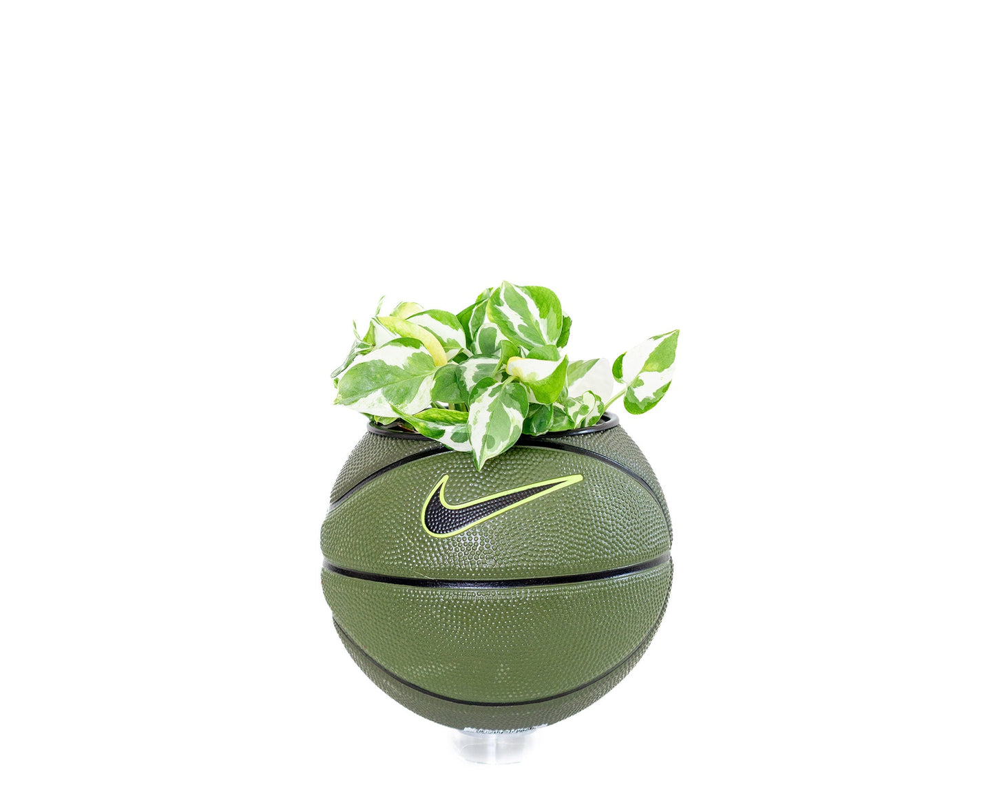 plntrs - Nike Swoosh Olive Green Skills Mini Basketball Planter - new ball with stand