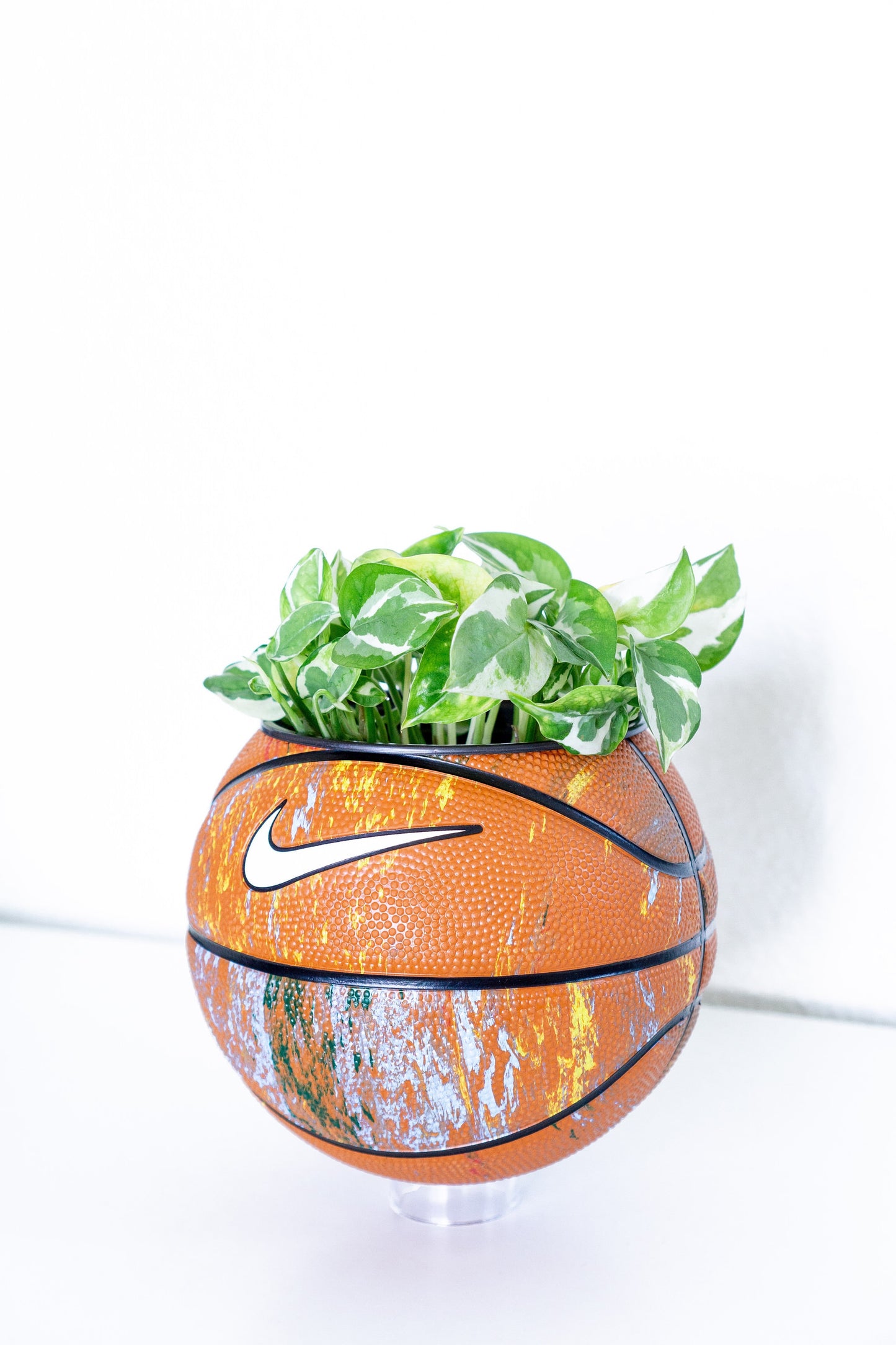 plntrs - Nike Swoosh Paint Splatter Skills Mini Basketball Planter - new ball with stand
