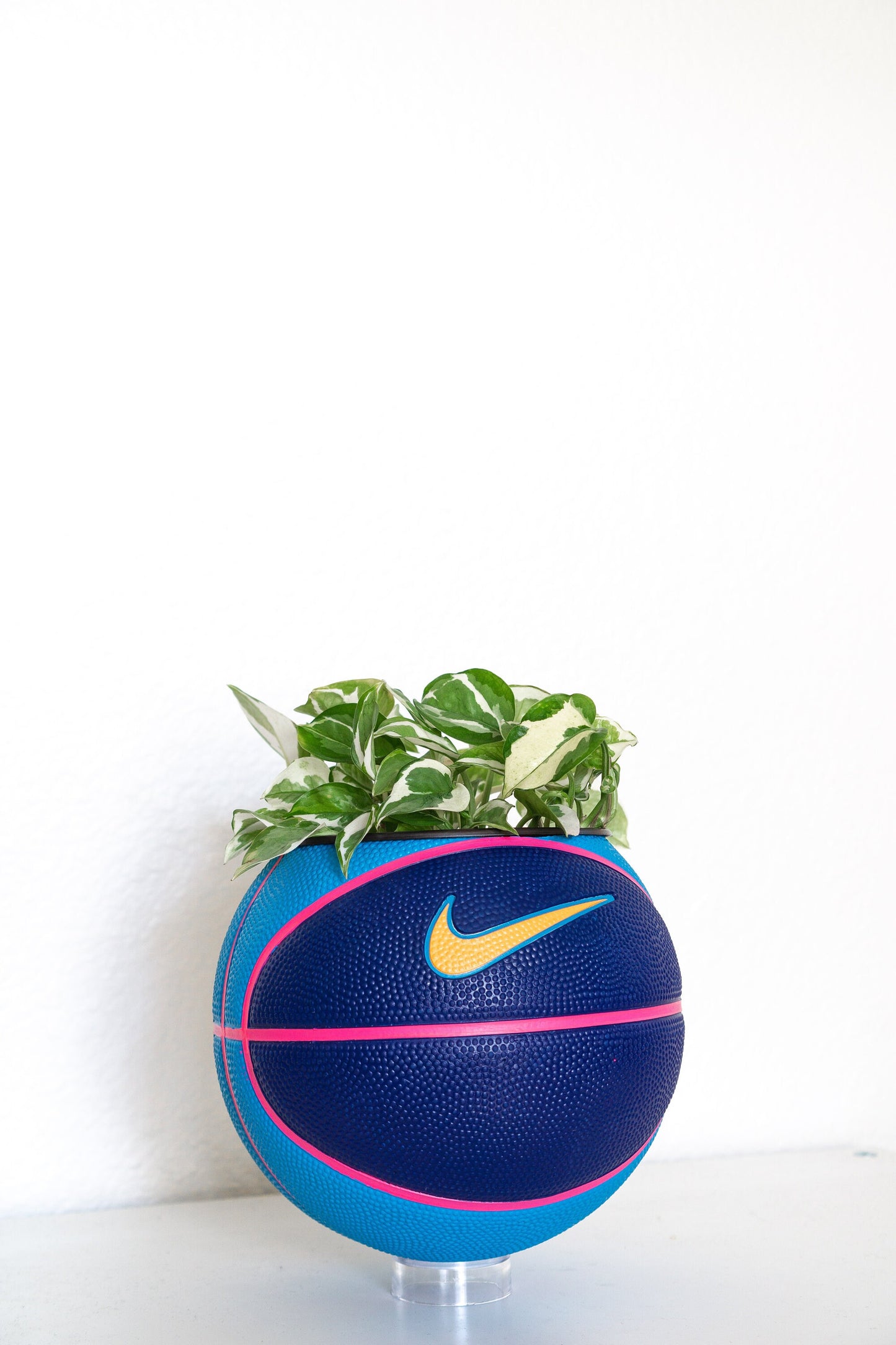 plntrs - Nike Swoosh Neon Skills Mini Basketball Planter - new ball with stand