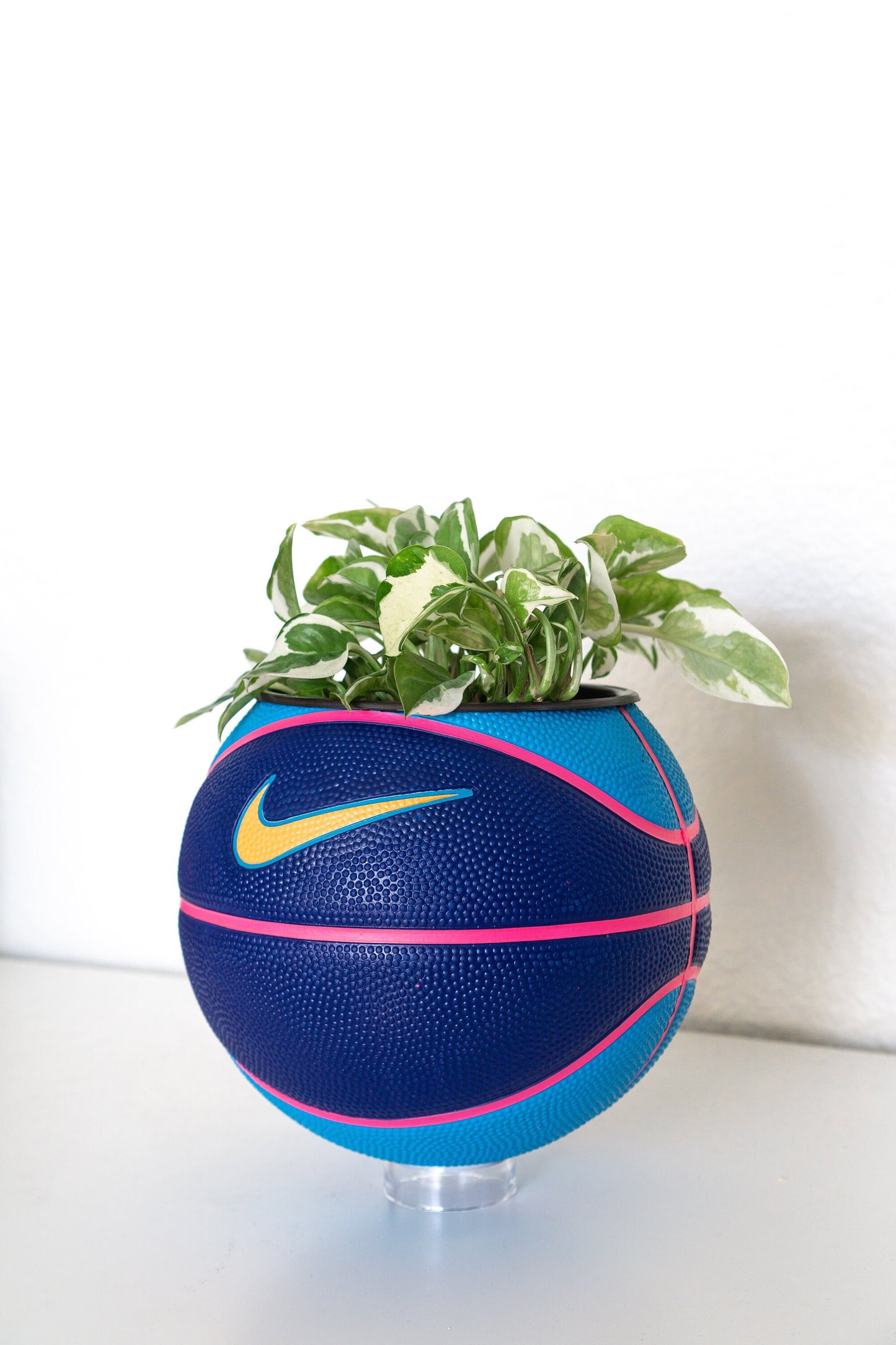 plntrs - Nike Swoosh Neon Skills Mini Basketball Planter - new ball with stand