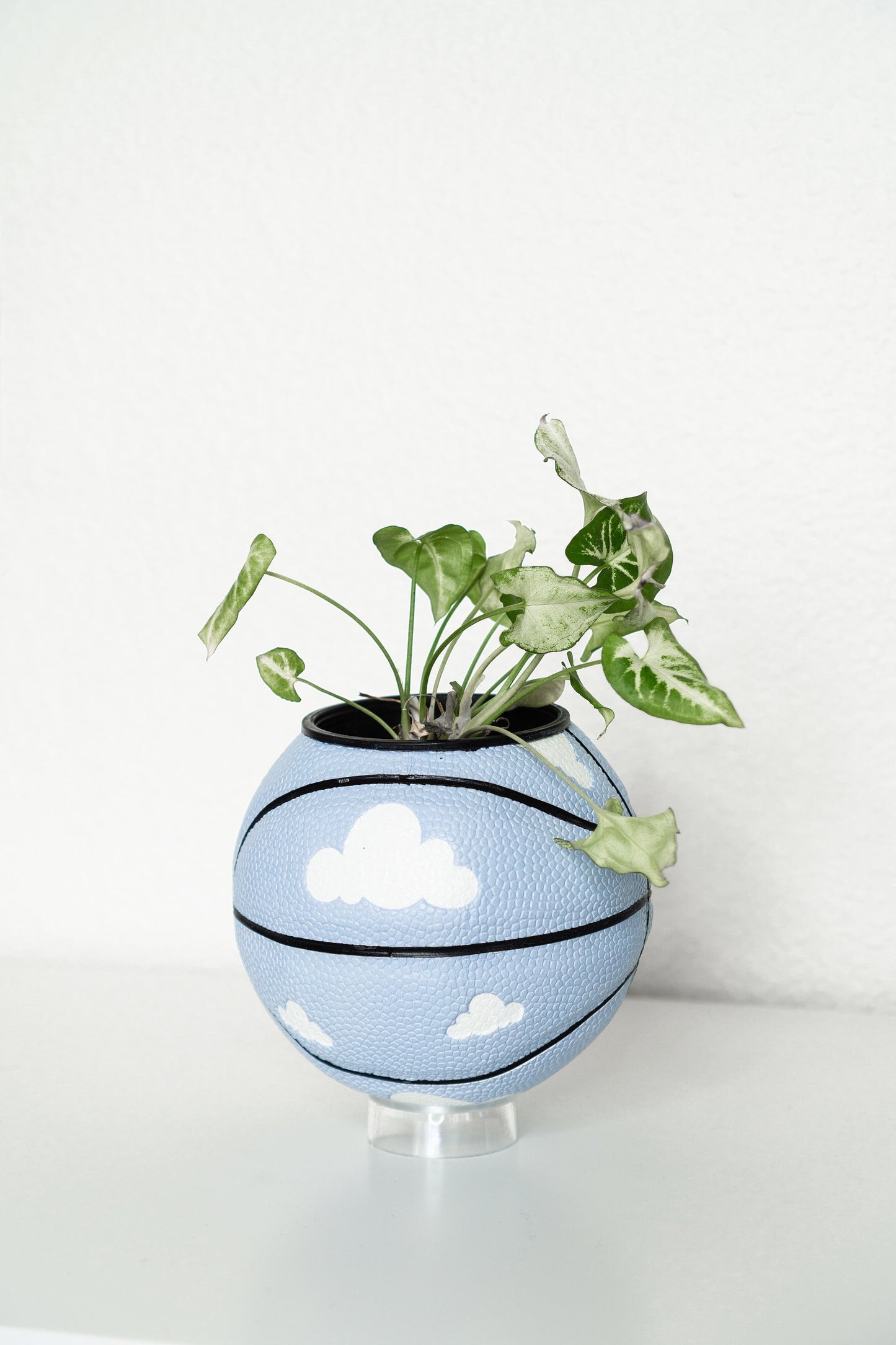 plntrs - Chance Clouds Mini Basketball Planter - new ball with stand