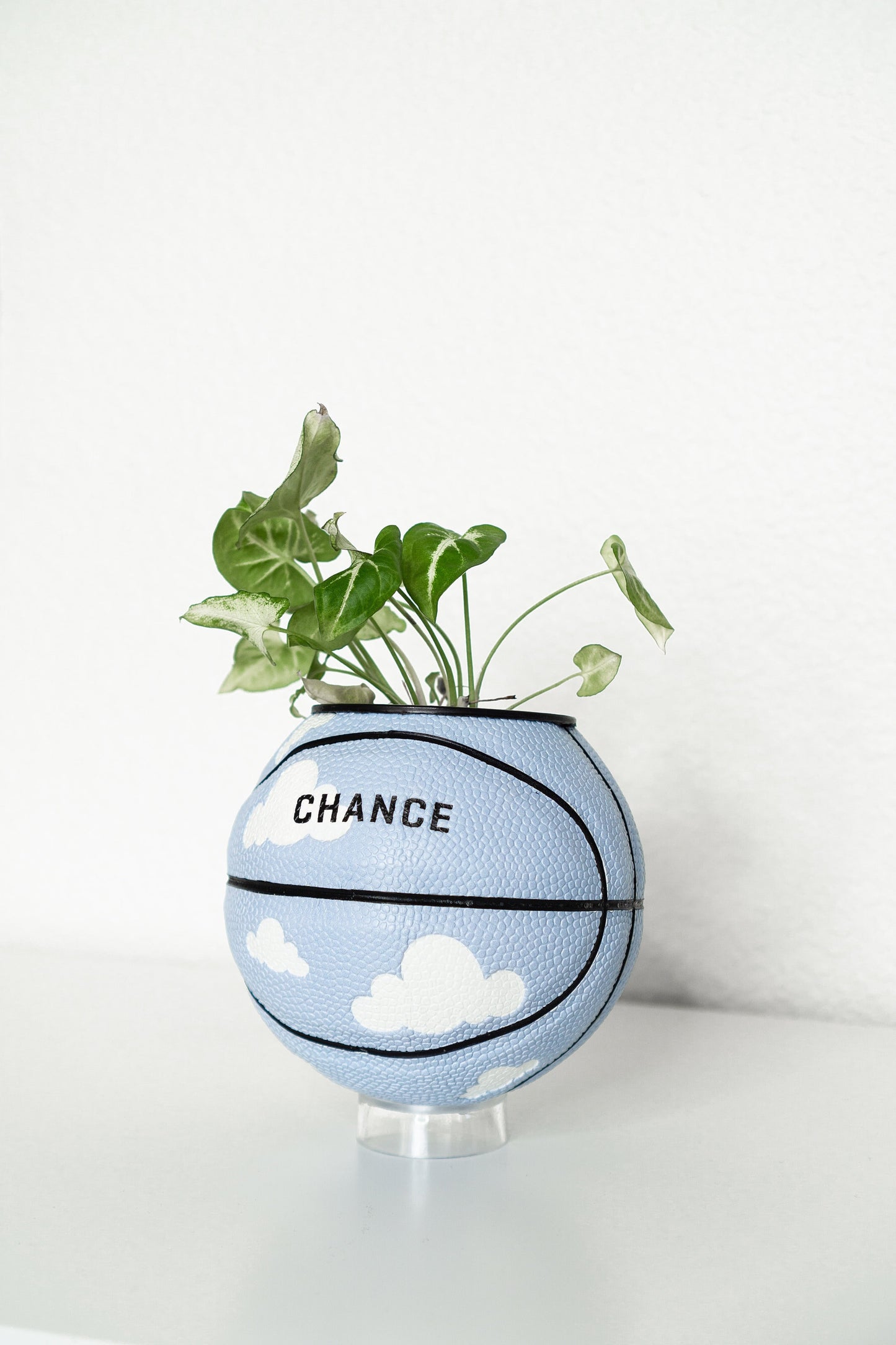 plntrs - Chance Clouds Mini Basketball Planter - new ball with stand