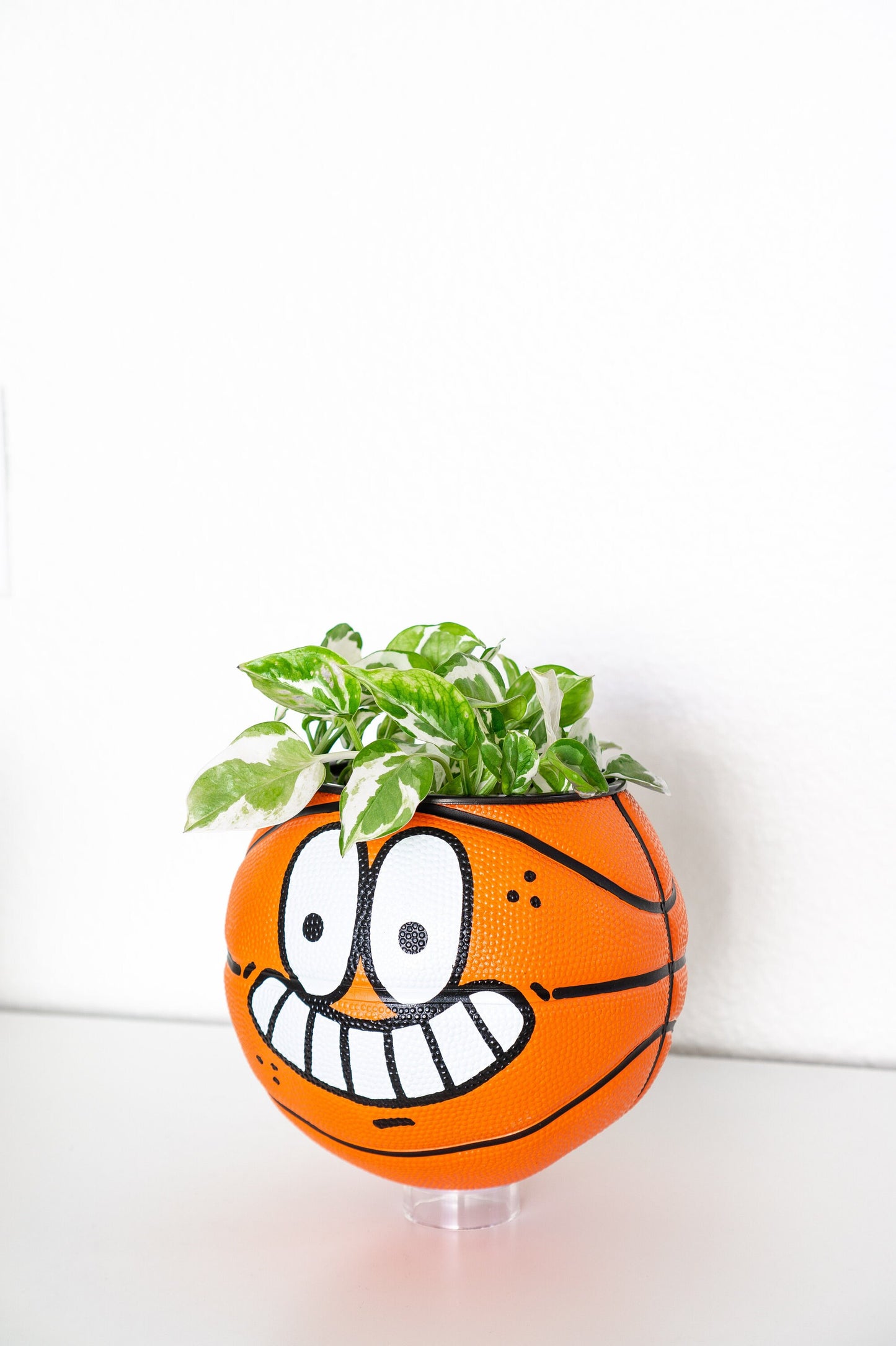 plntrs - Lil Stripe Adidas Mini Basketball Planter - new ball with stand