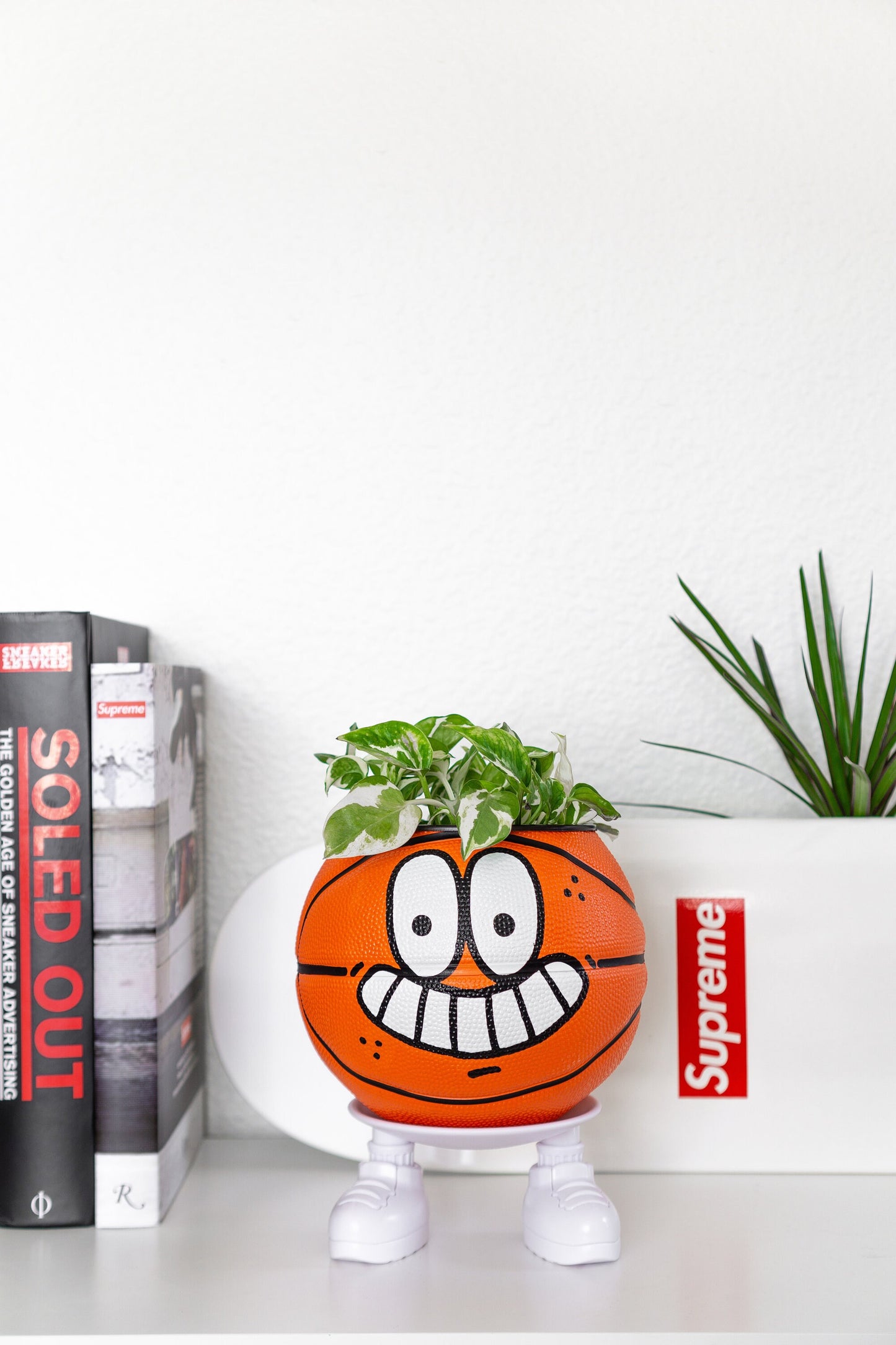 plntrs - Lil Stripe Adidas Mini Basketball Planter - new ball with stand