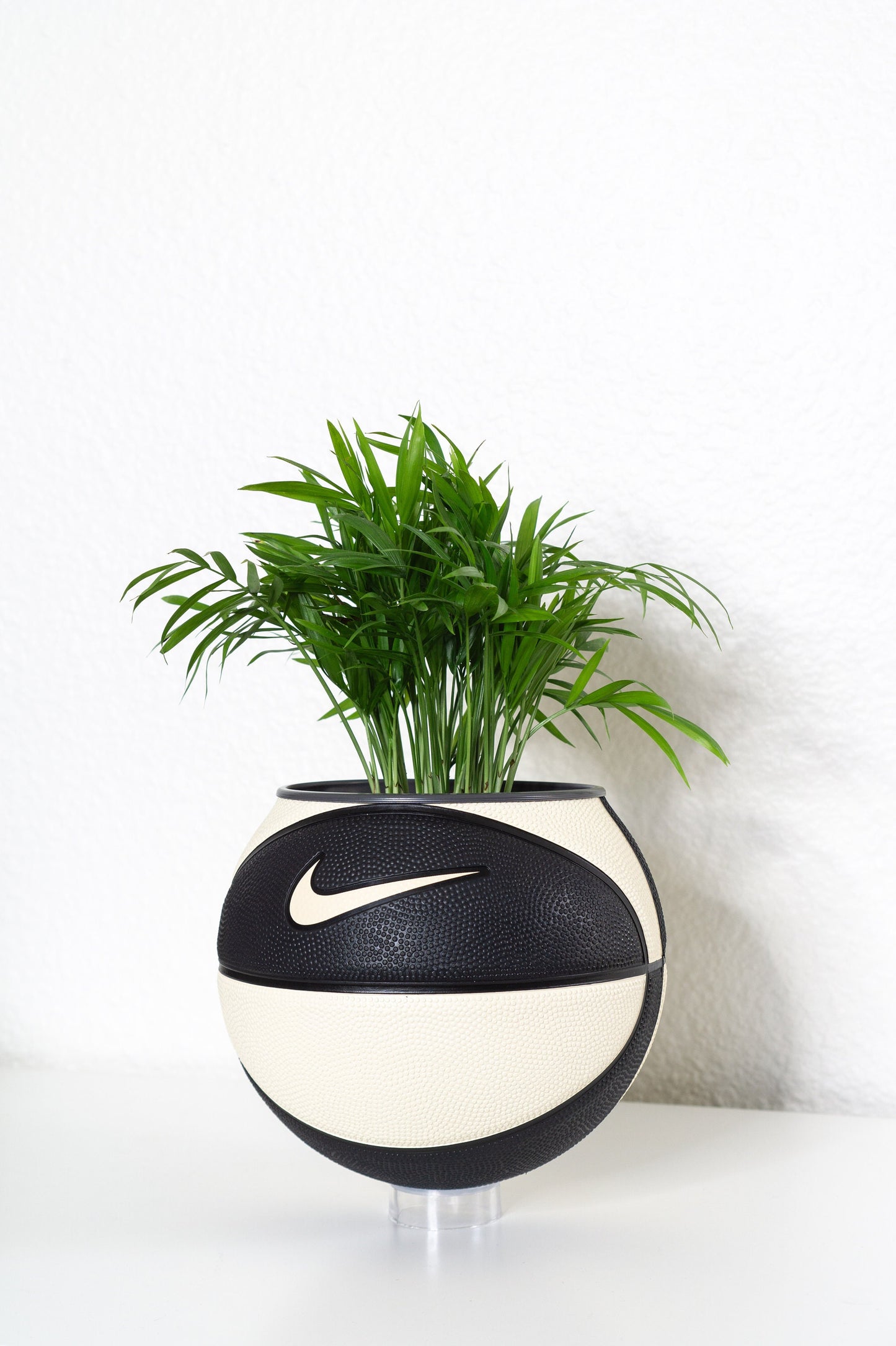 plntrs - Nike Black & White "panda" Swoosh Mini Basketball Planter - new ball with stand