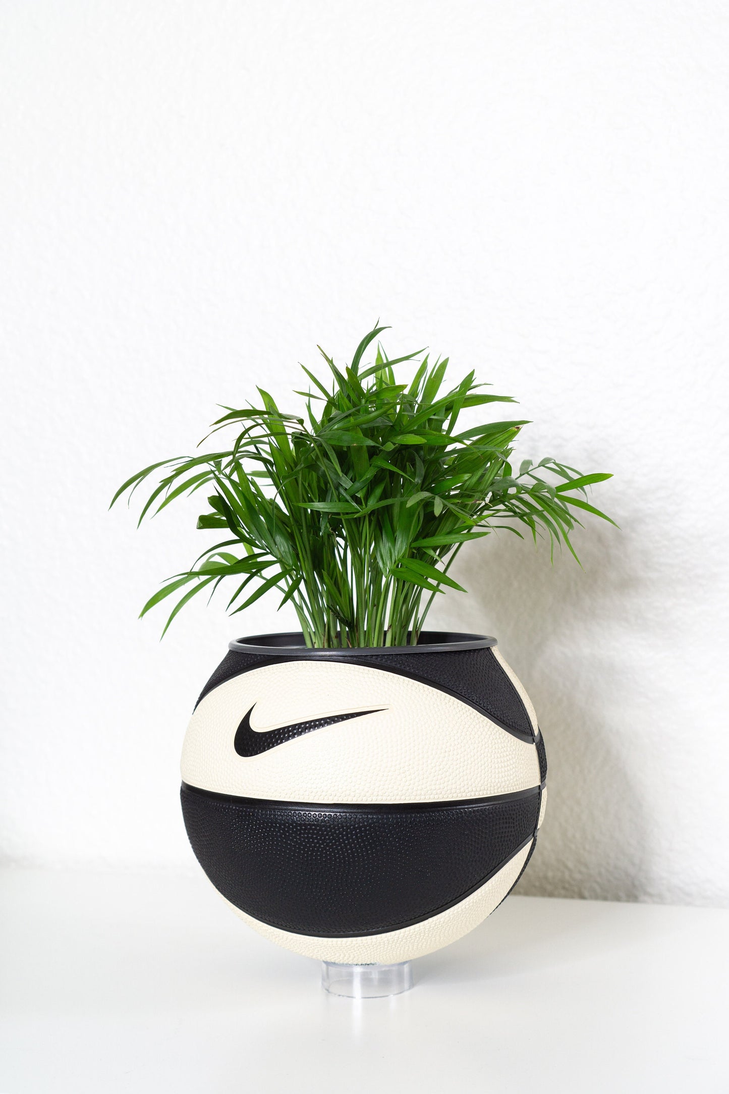 plntrs - Nike Black & White "panda" Swoosh Mini Basketball Planter - new ball with stand