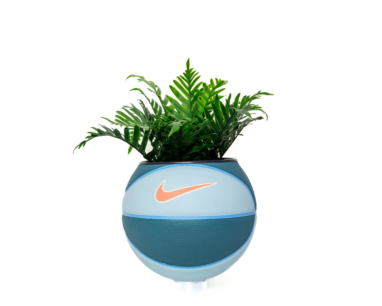 plntrs - Nike Swoosh Ocean Blues Skills Mini Basketball Planter - new ball with stand