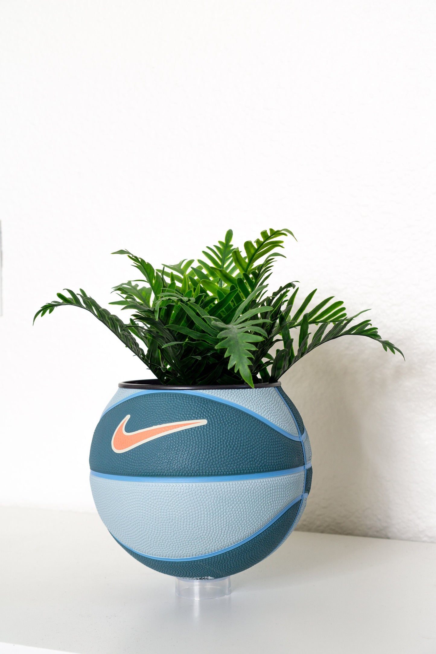 plntrs - Nike Swoosh Ocean Blues Skills Mini Basketball Planter - new ball with stand