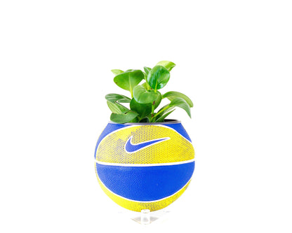 plntrs - Nike Royal Blue/Yellow Swoosh Mini Basketball Planter - new ball with stand