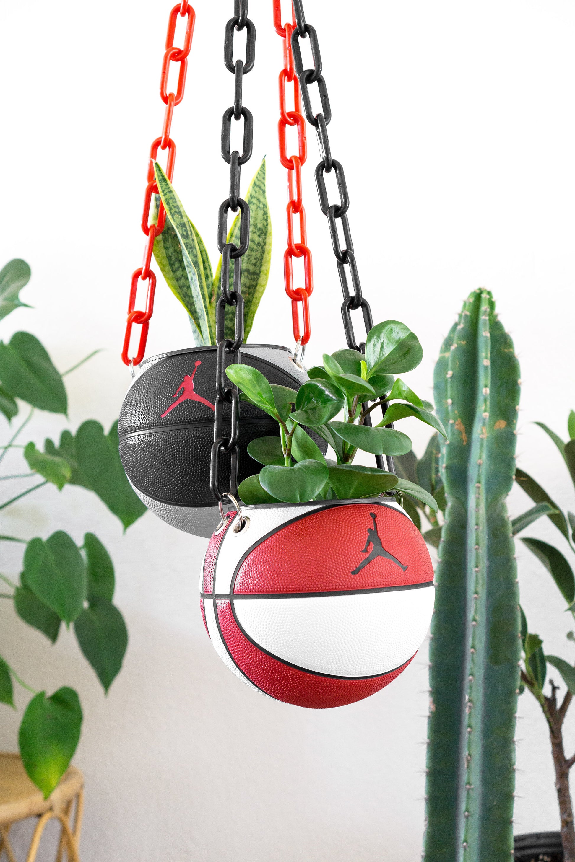 plntrs - Jordan Skills Mini Basketball Hanging Planter - new ball with chain