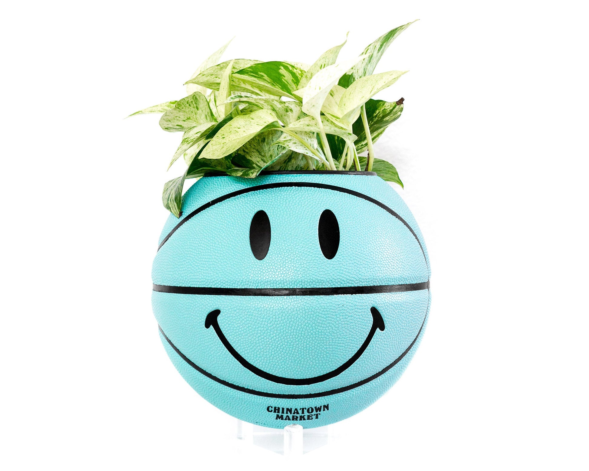 plntrs - Chinatown Market Smiley Face Tiffany Basketball Planter FULL SIZE - new ball with stand