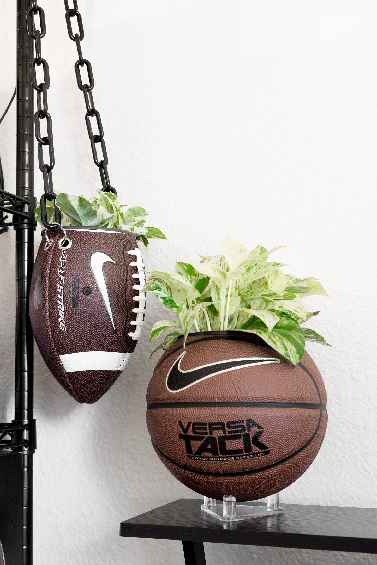 plntrs - Nike Swoosh Football Hanging Planter - new ball with chain