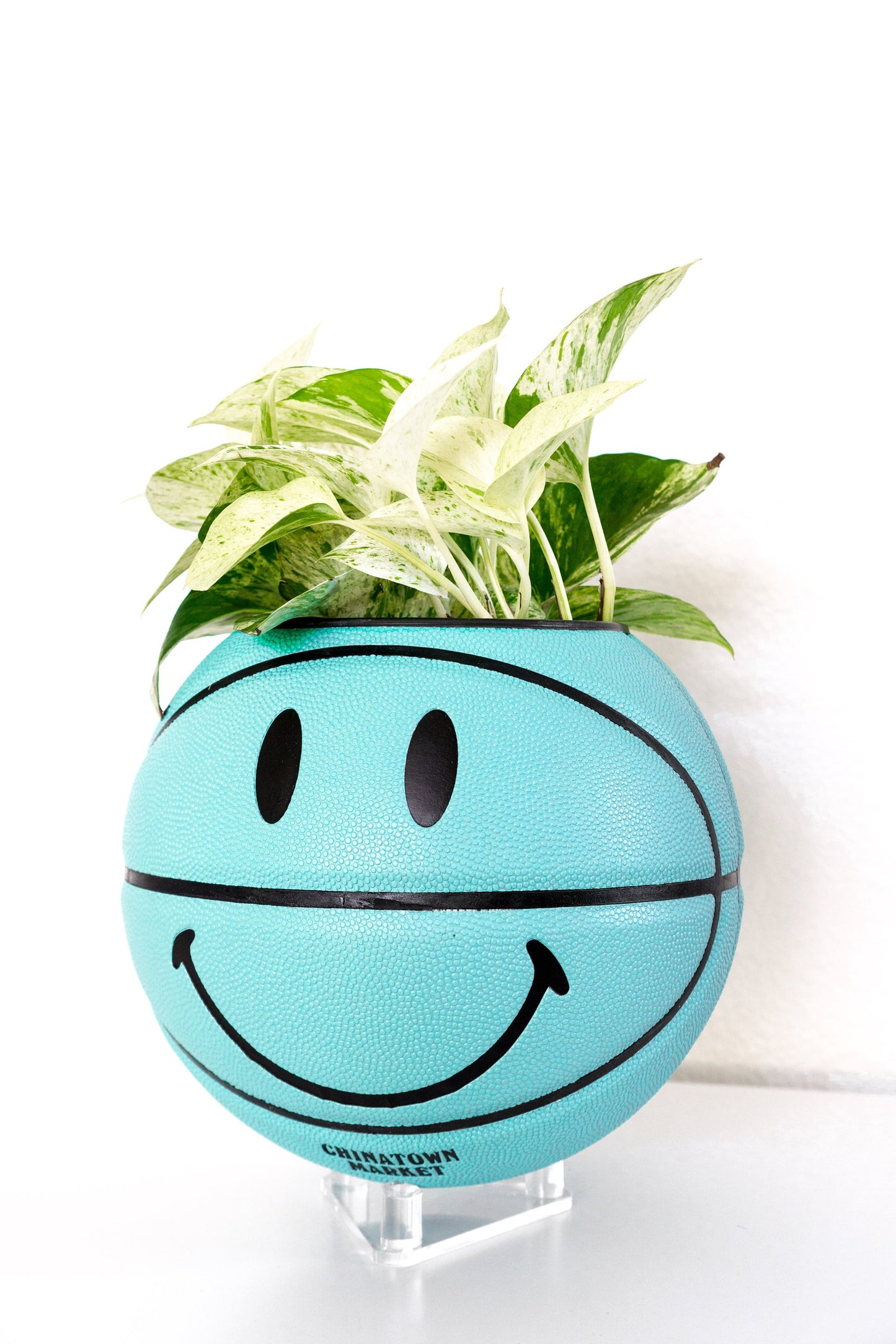 plntrs - Chinatown Market Smiley Face Tiffany Basketball Planter FULL SIZE - new ball with stand