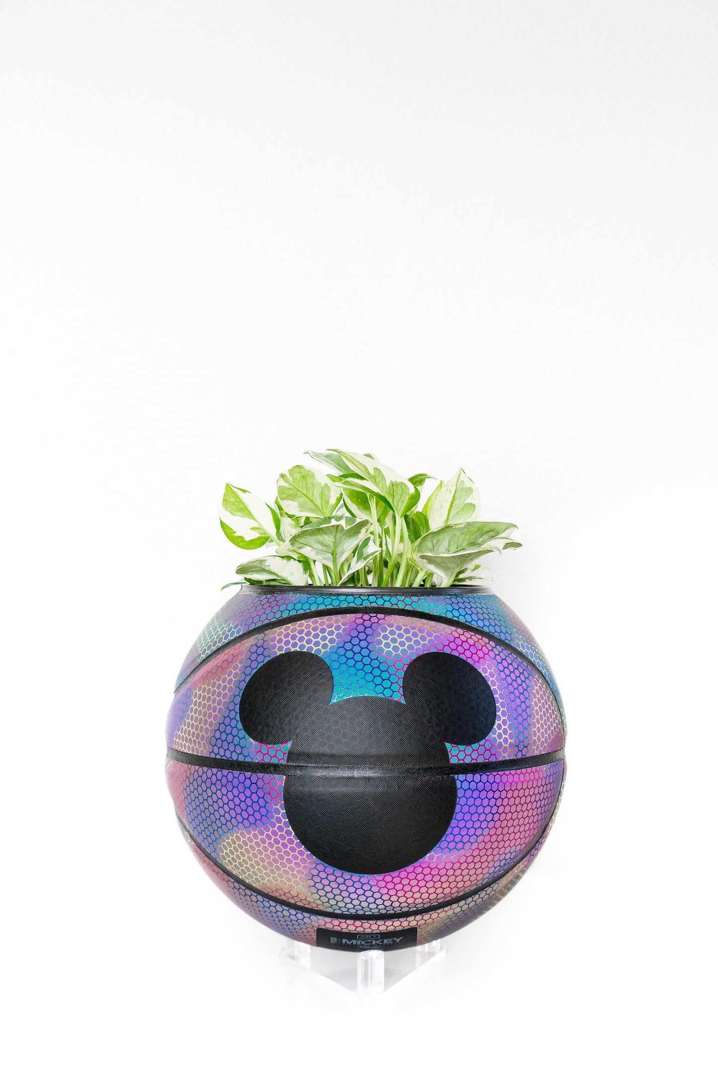 plntrs - Mickey Mouse Disney Iridescent world of color Basketball Planter FULL SIZE - new ball with stand