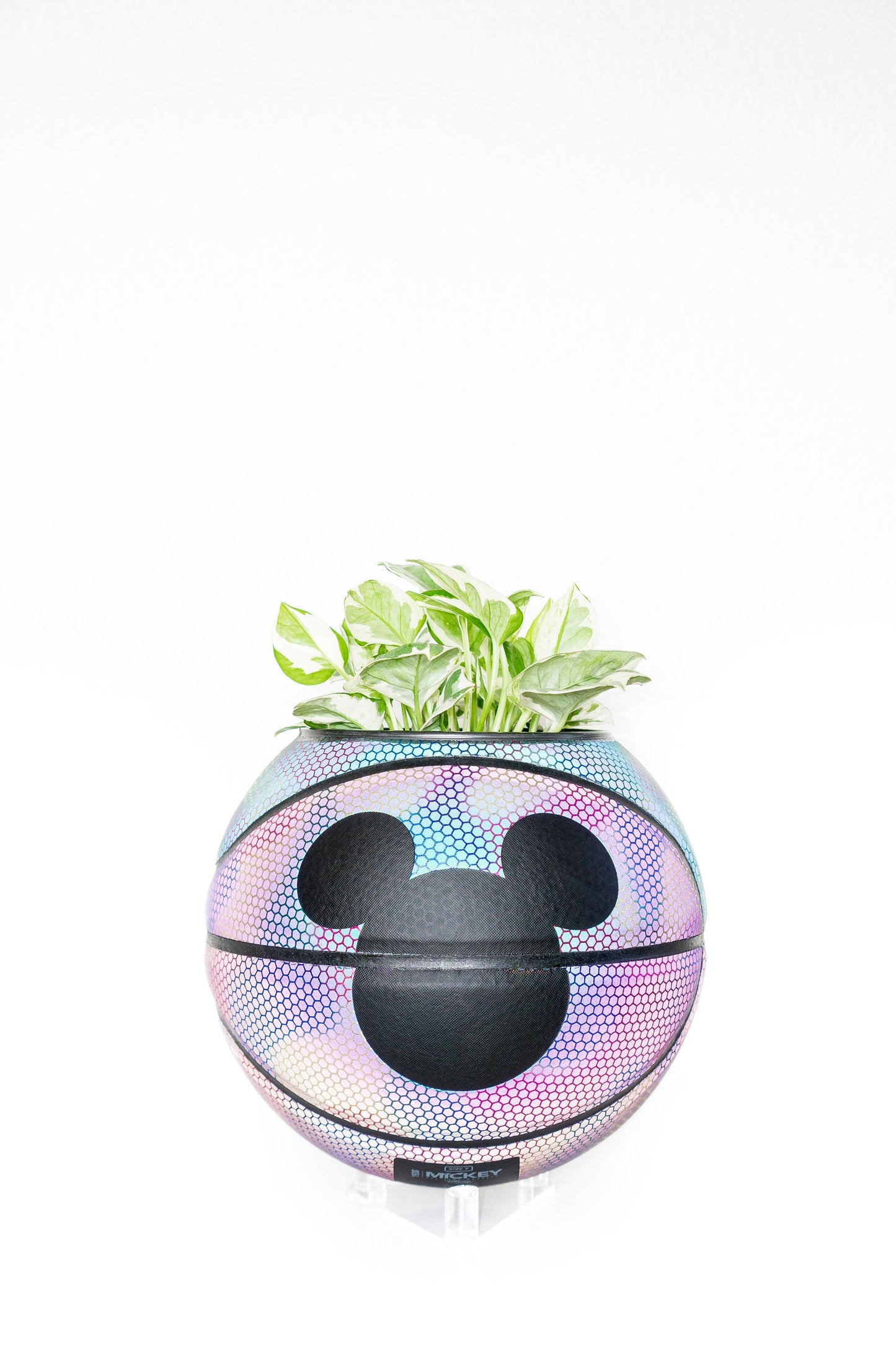 plntrs - Mickey Mouse Disney Iridescent world of color Basketball Planter FULL SIZE - new ball with stand