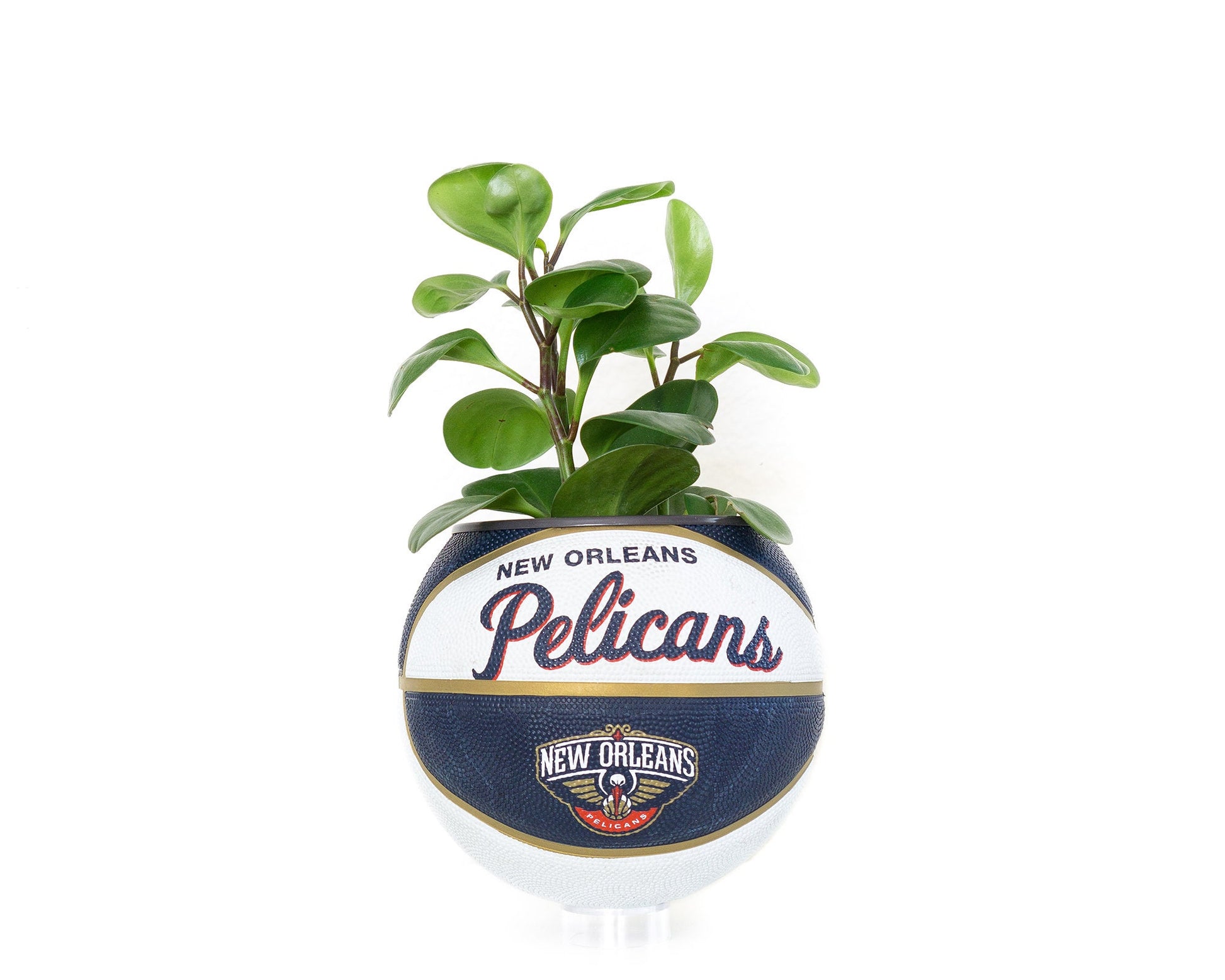 plntrs - Wilson New Orleans Pelicans Hardcourt Classic Mini Basketball Planter - new ball with stand