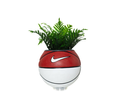 plntrs - Nike Red & White Swoosh Mini Basketball Planter - new ball with stand
