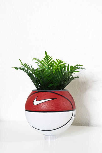 plntrs - Nike Red & White Swoosh Mini Basketball Planter - new ball with stand